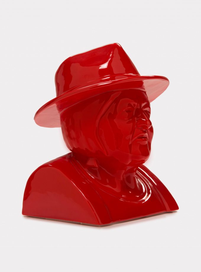 Jimmy D Lanza's "La Luisa", solid red handmade flowerpot