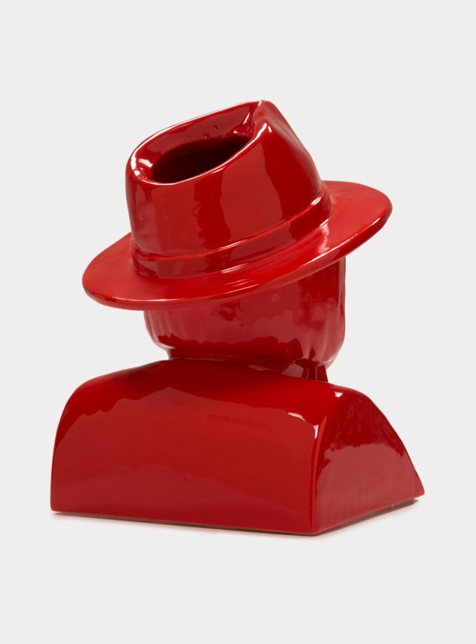 Jimmy D Lanza's "La Luisa", solid red handmade flowerpot