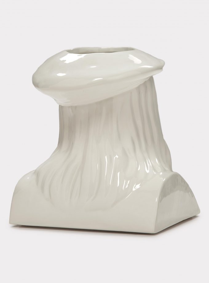 Jimmy D Lanza's "La Vilma", solid white handmade flowerpot