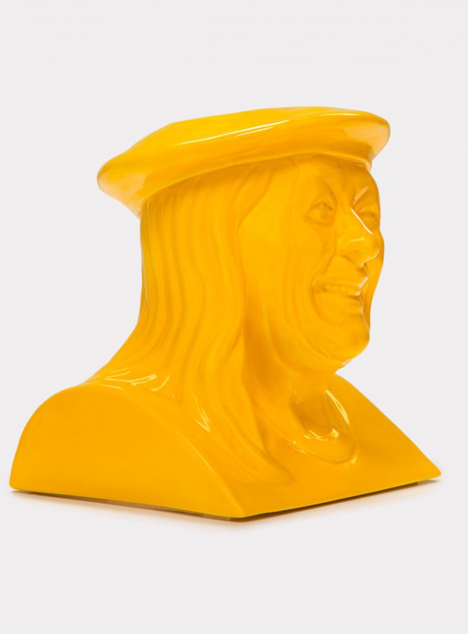 Jimmy D Lanza's "La Vilma", solid yellow handmade flowerpot