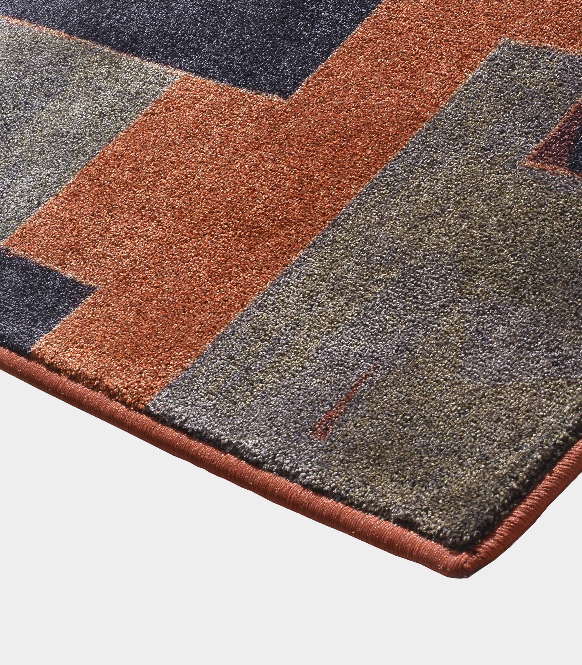 "Abstract" orange rug in printed fabric loopo milano design C
