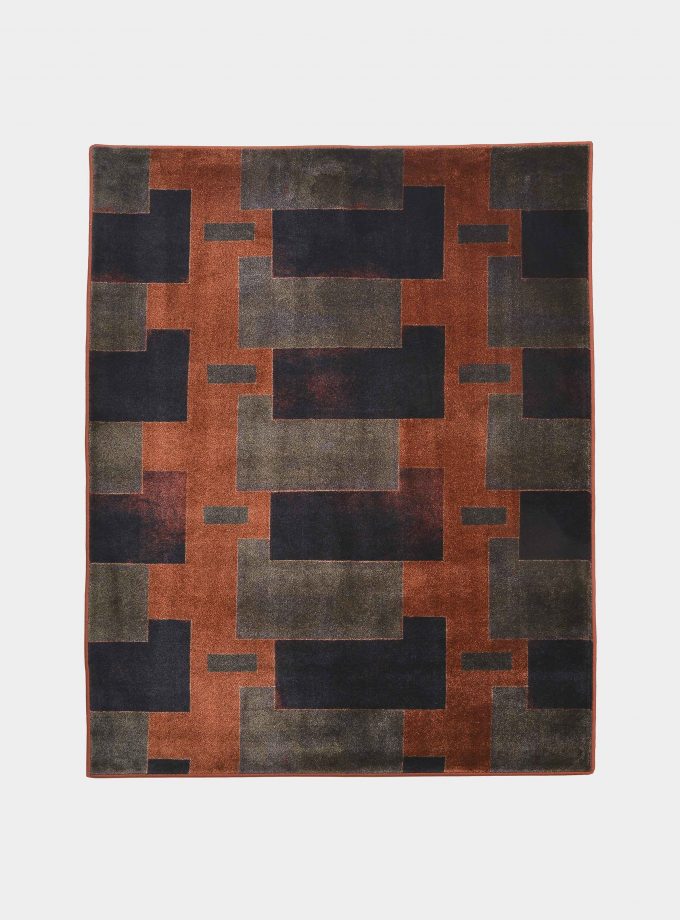 "Abstract" orange rug in printed fabric loopo milano design F