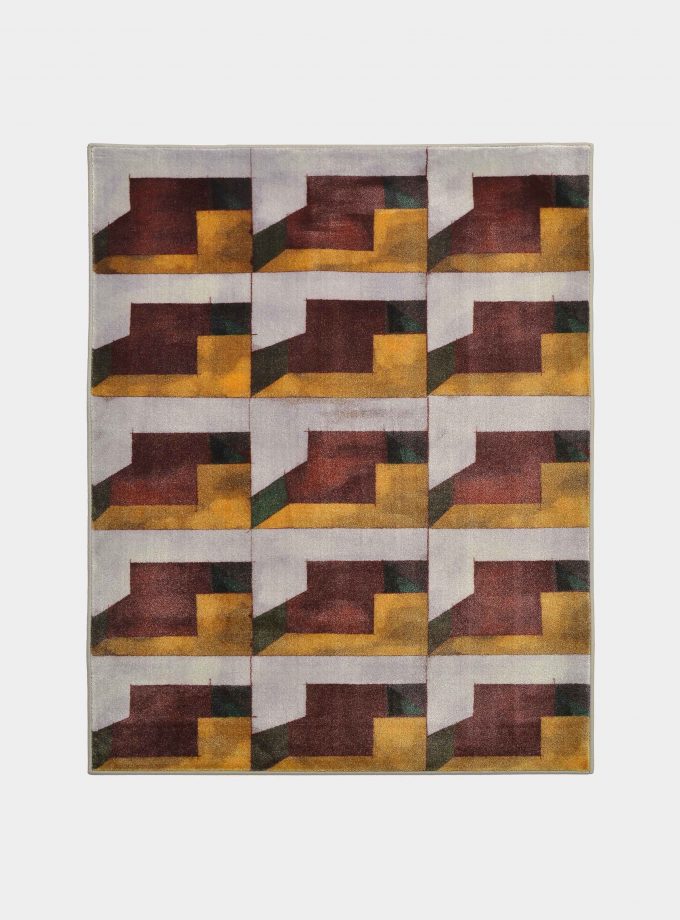 "Abstract" yellow rug in printed fabric loopo milano design F