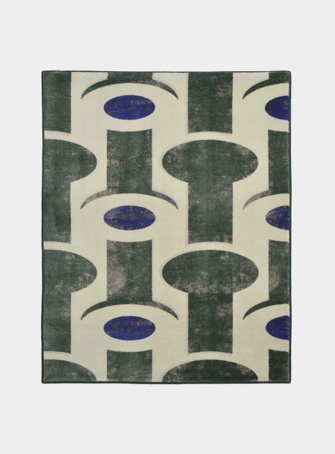 "Abstract" green rug in printed fabric loopo milano design F