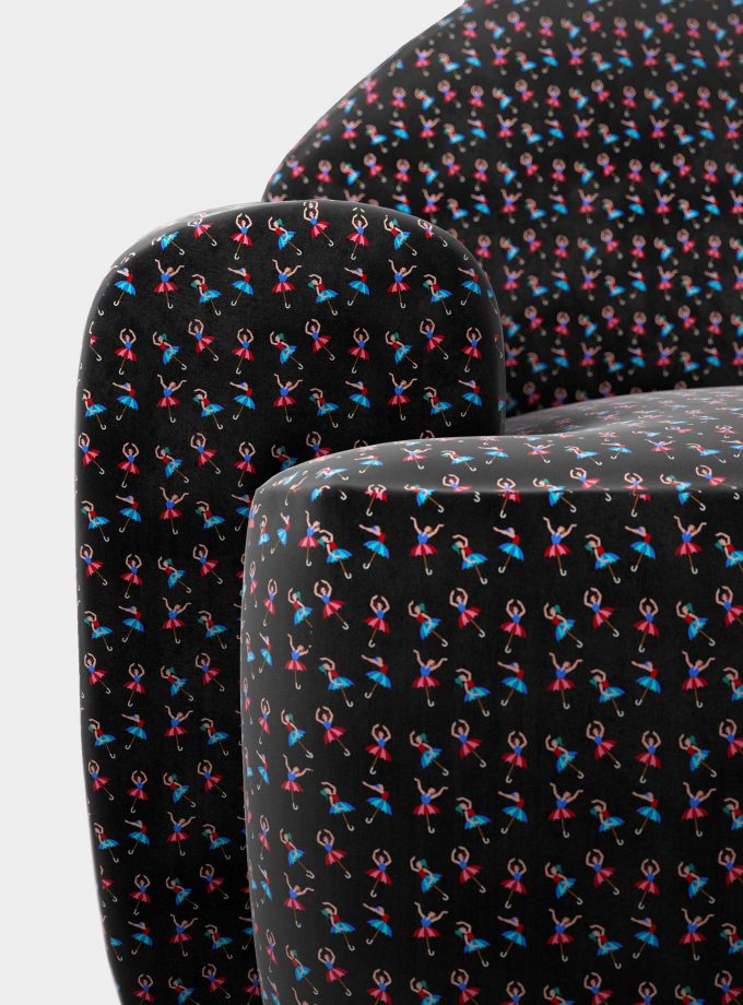 Divano tre posti pattern "Ballerine e Ombrelli"