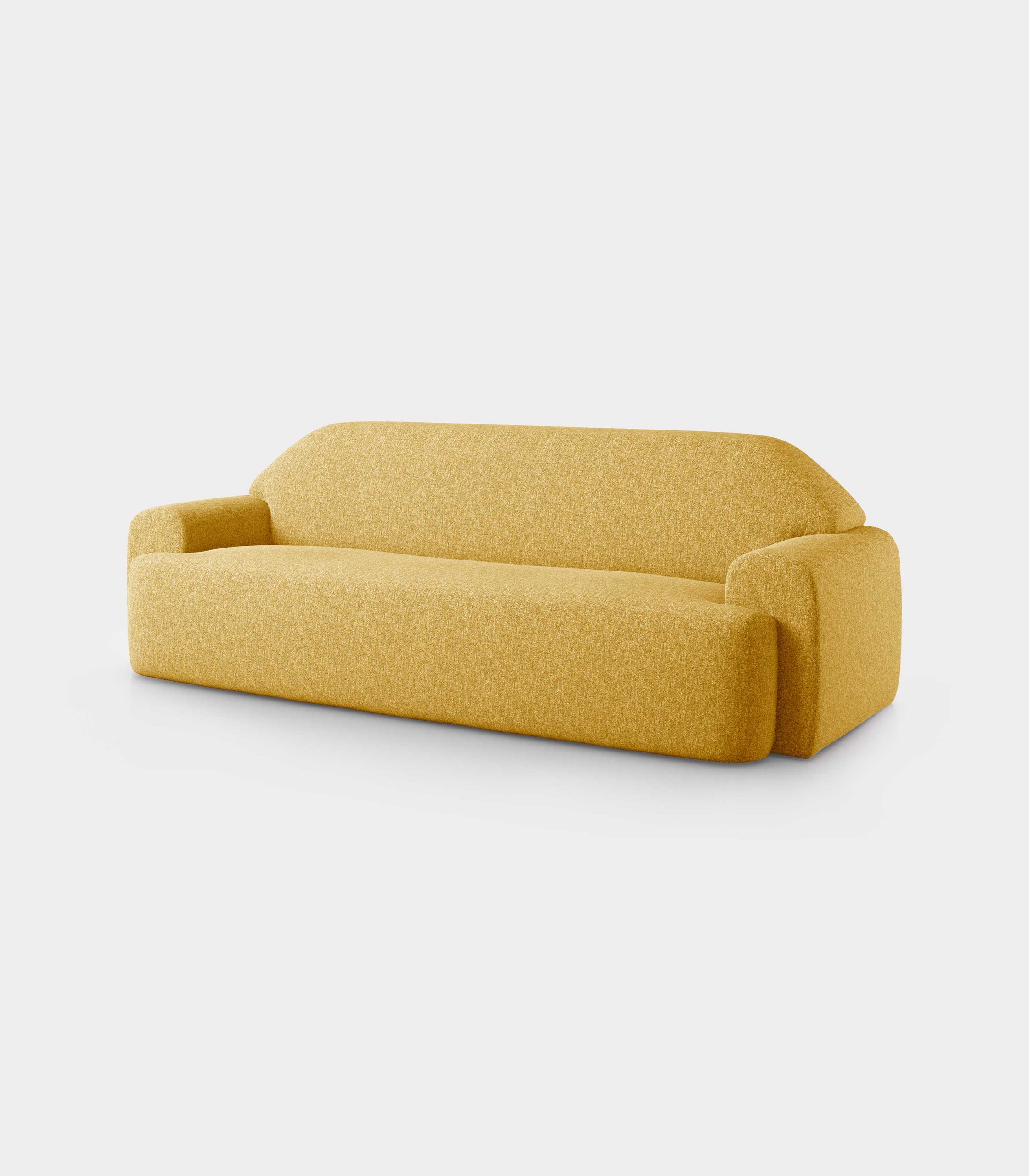 "Minimal" three seater yellow bouclé sofa loopo milan design FD