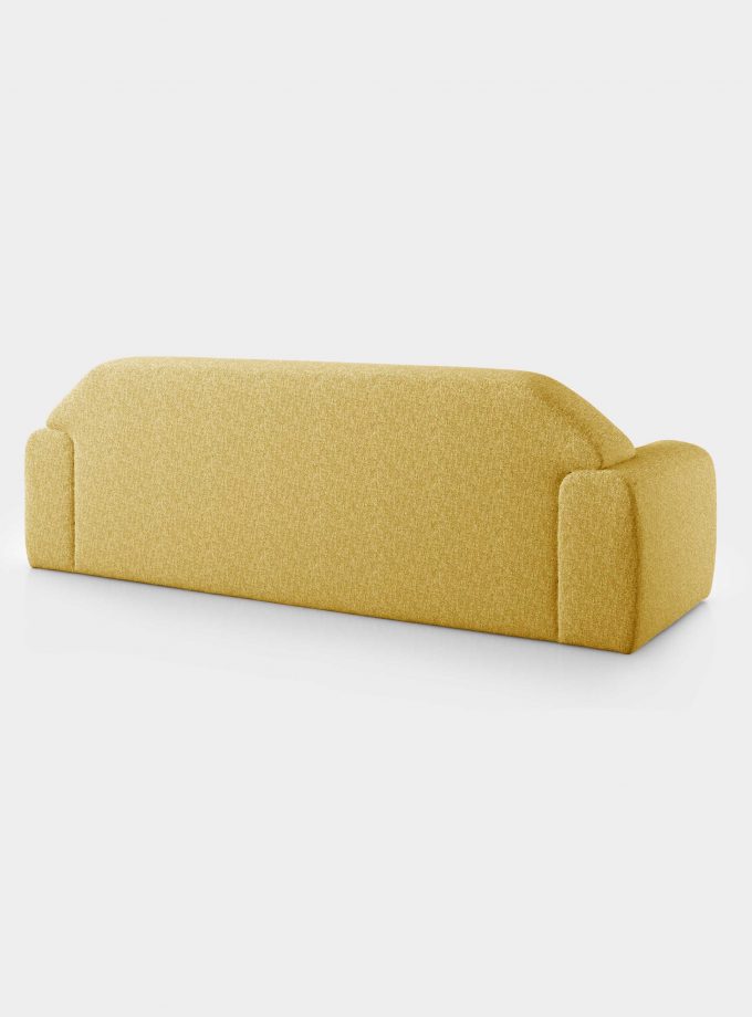 "Minimal" three seater yellow bouclé sofa