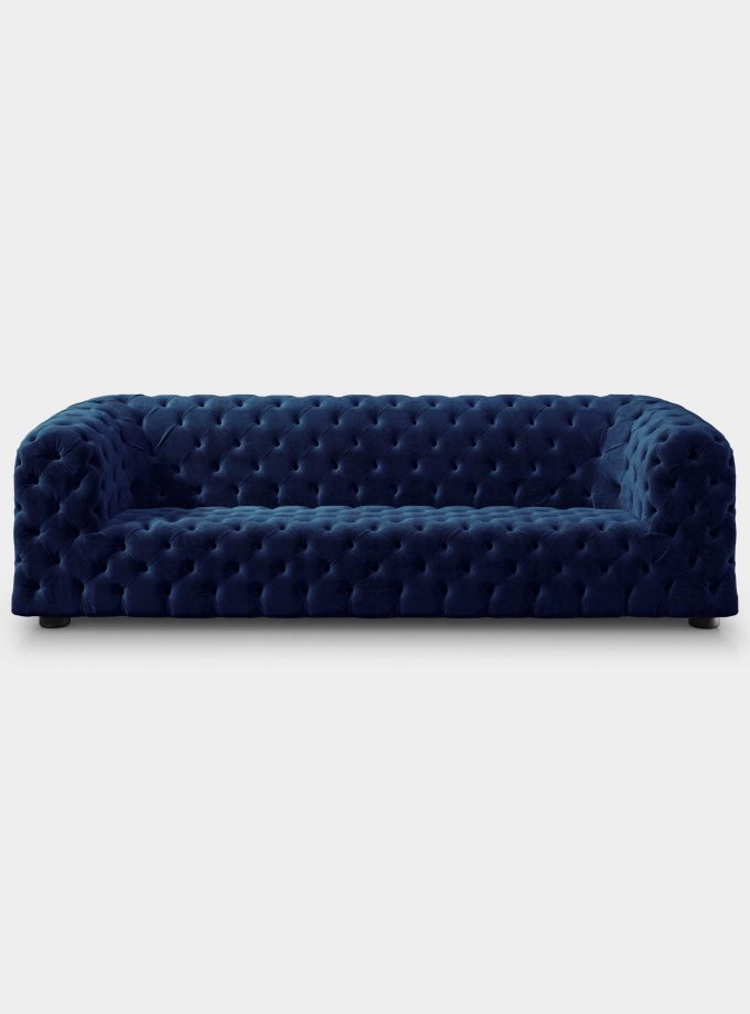 Capitonné blue velvet sofa loopo milan design F