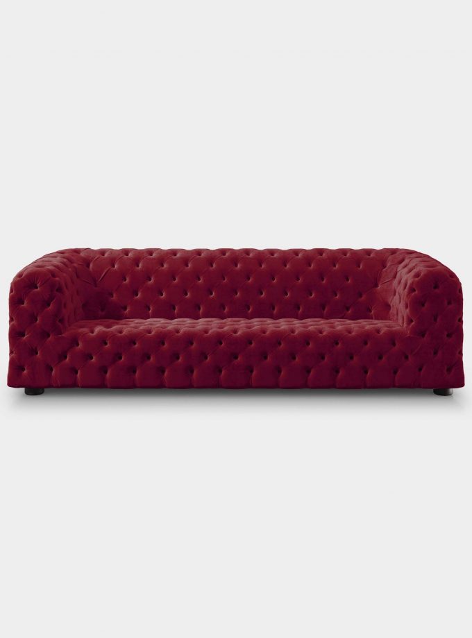 Capitonné red velvet sofa loopo milan design F