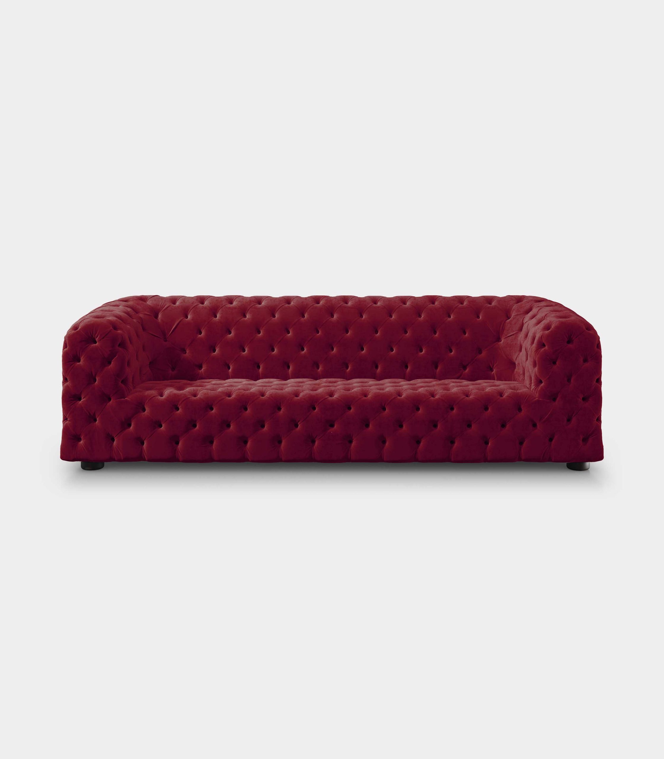 Capitonné red velvet sofa loopo milan design F