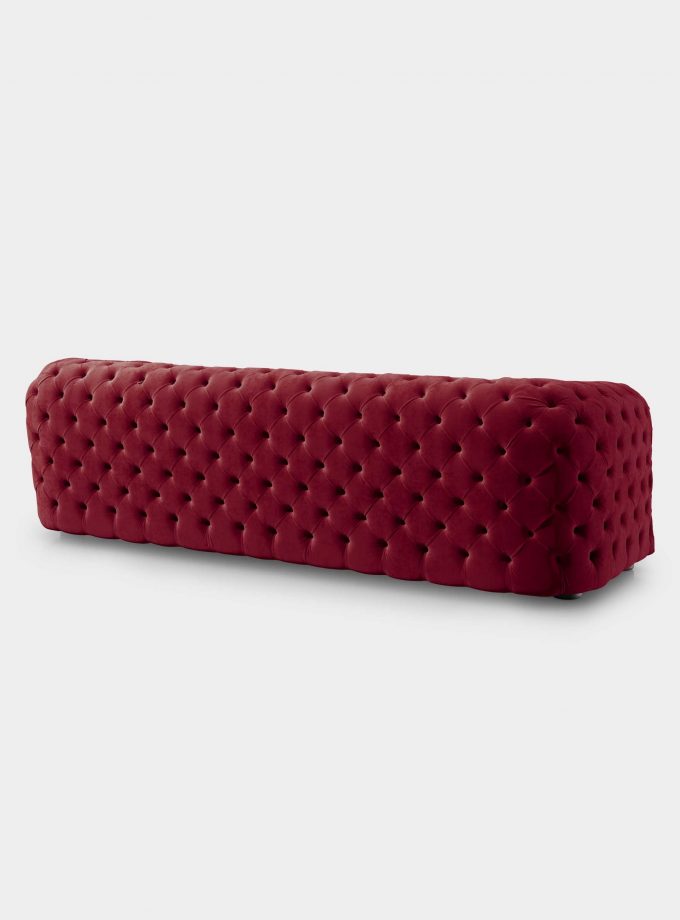 Capitonné red velvet sofa