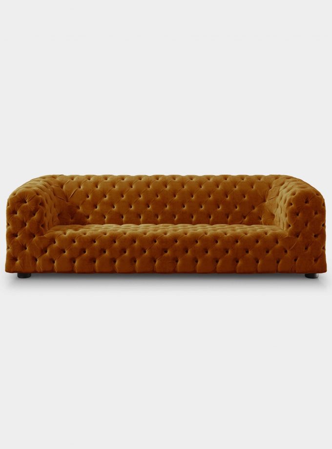 Capitonné mustard velvet sofa loopo milan design F