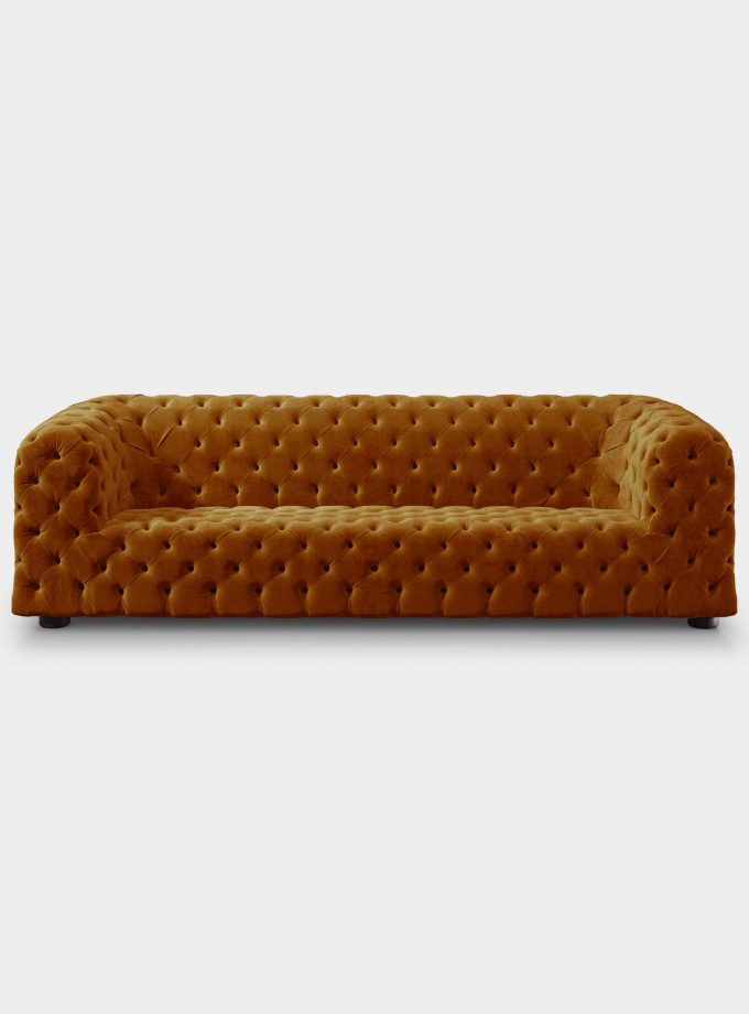 Capitonné mustard velvet sofa loopo milan design F