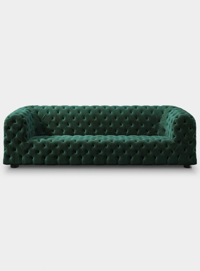 Capitonné green velvet sofa loopo milan design F