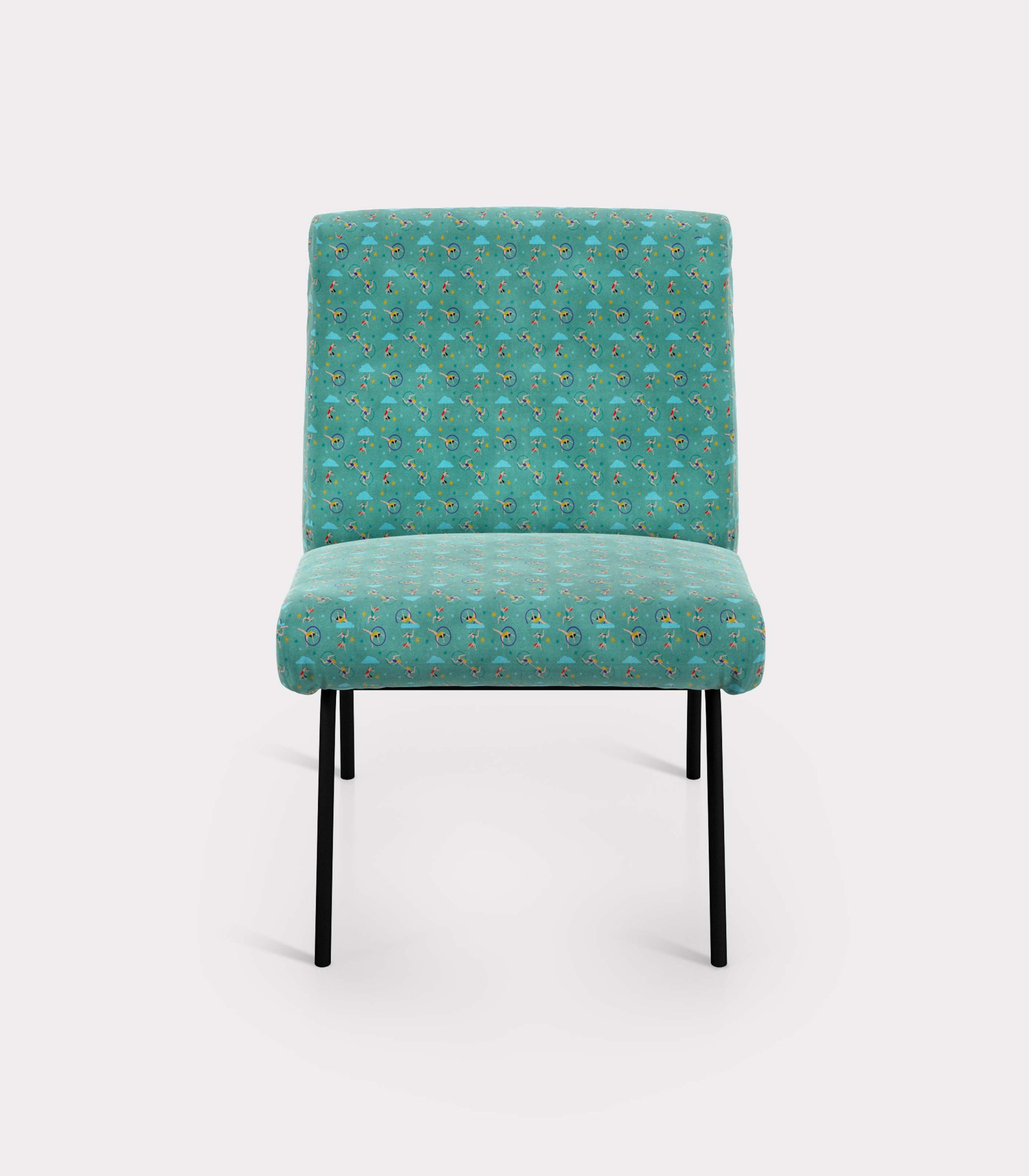 Armchair with "Acrobats and Clouds" pattern loopo milano design F