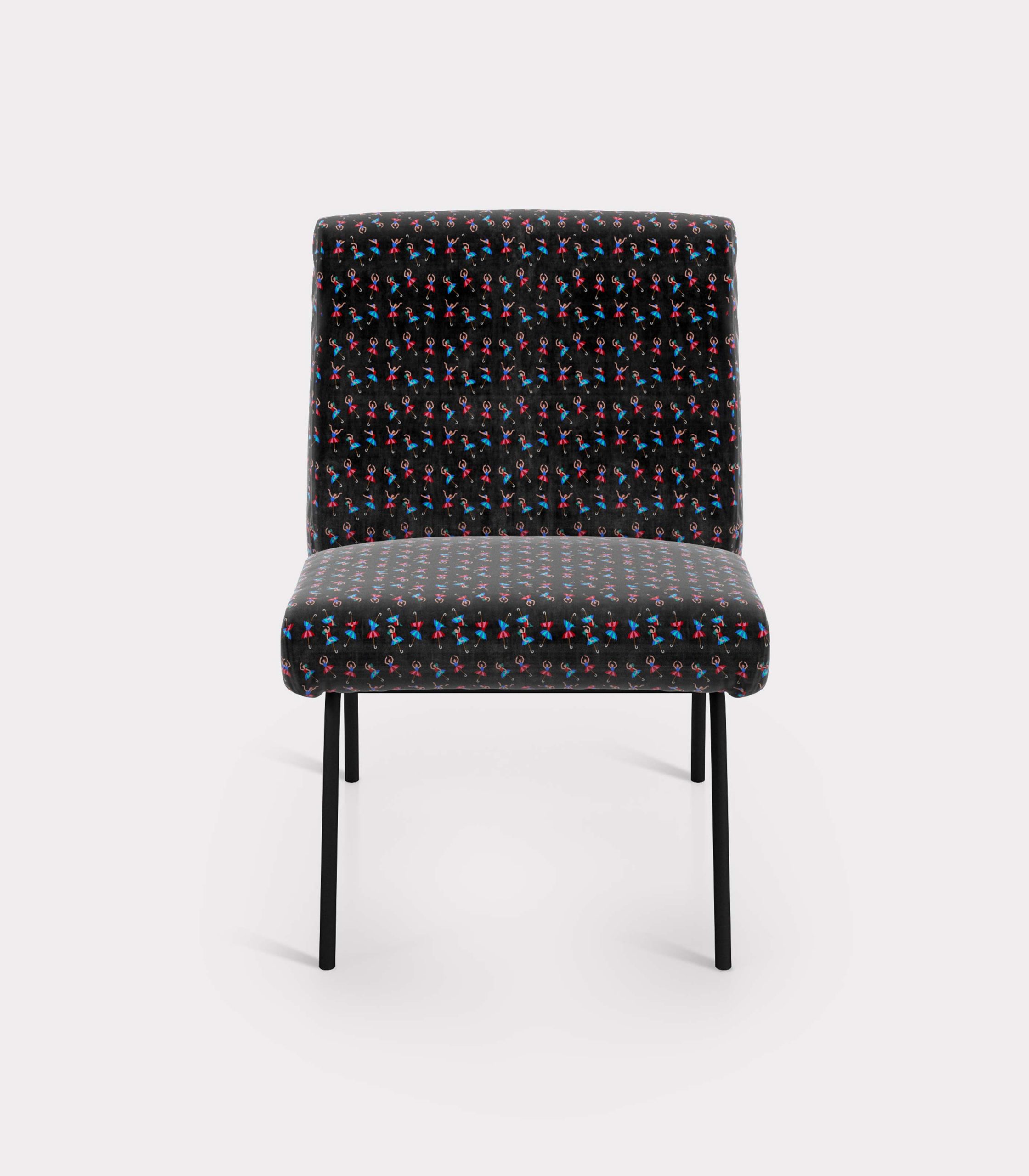 Armchair with "Dancers and Umbrellas" pattern loopo milano design F