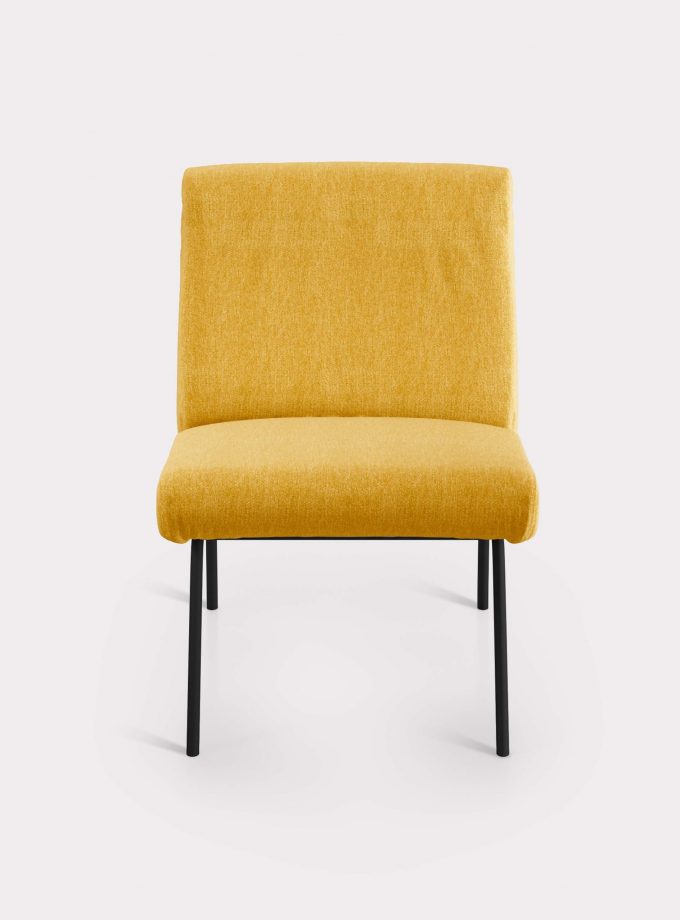 Yellow armchair in bouclé fabric milano design F