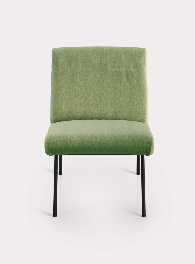 Olive green armchair in bouclé fabric milano design F