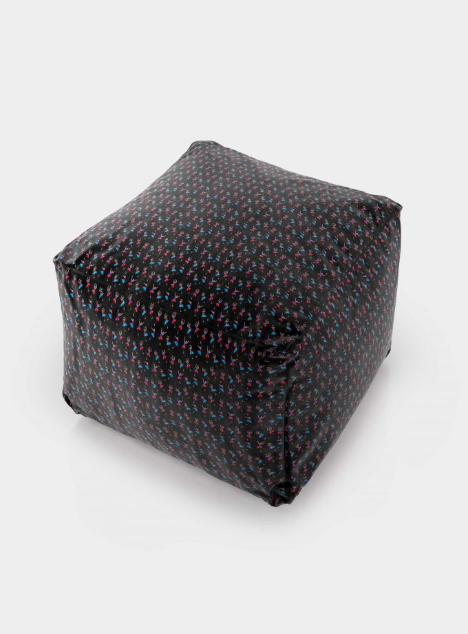 Pouff in polistirolo su pattern "Ballerine e Ombrelli"