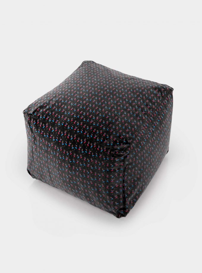 Polystyrene Pouf with "Dancers and Umbrellas" pattern