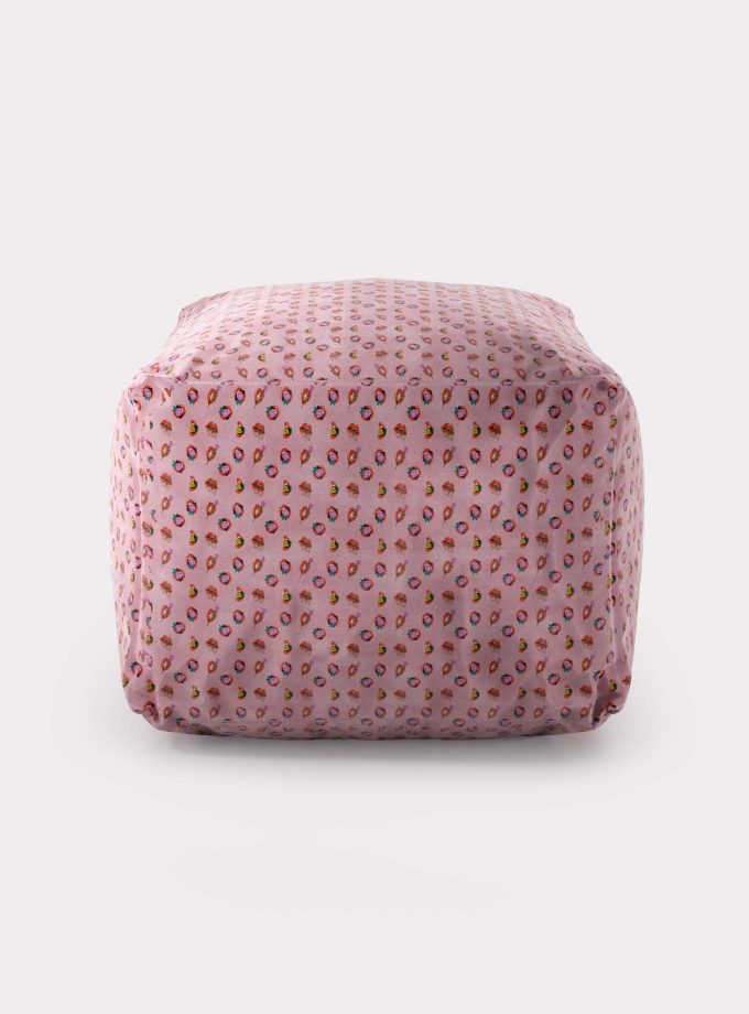 Polystyrene Pouf with "Mouths and Flowers" pattern loopo milan design F