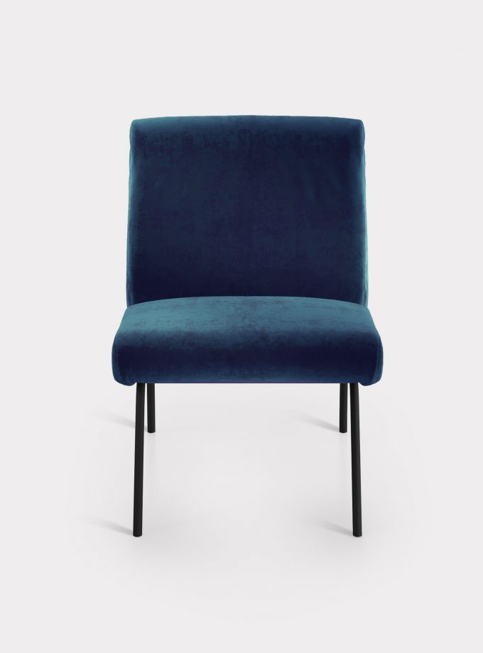 Blue armchair in velvet fabric loopo milan design F