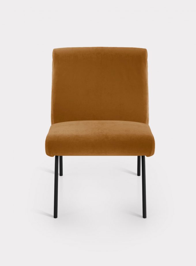 Caramel armchair in velvet fabric loopo milan design F