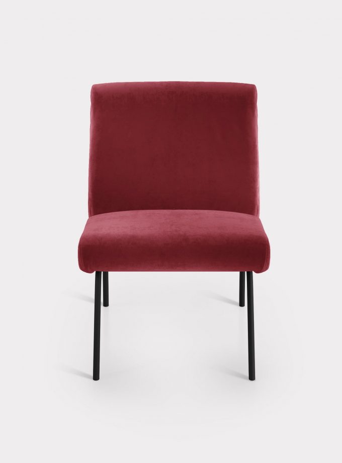 Red armchair in velvet fabric loopo milan design F