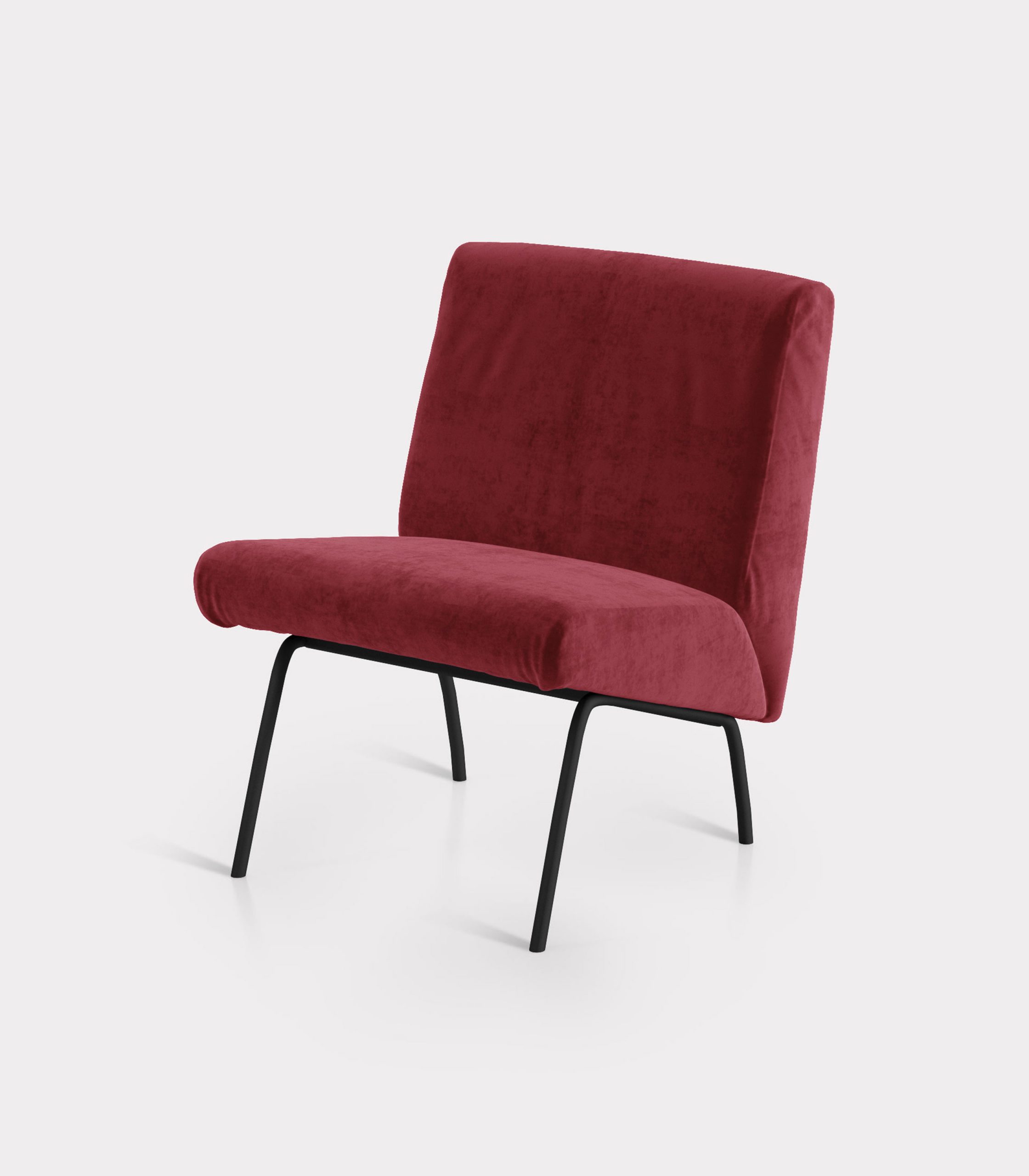 Red armchair in velvet fabric loopo milan design FS