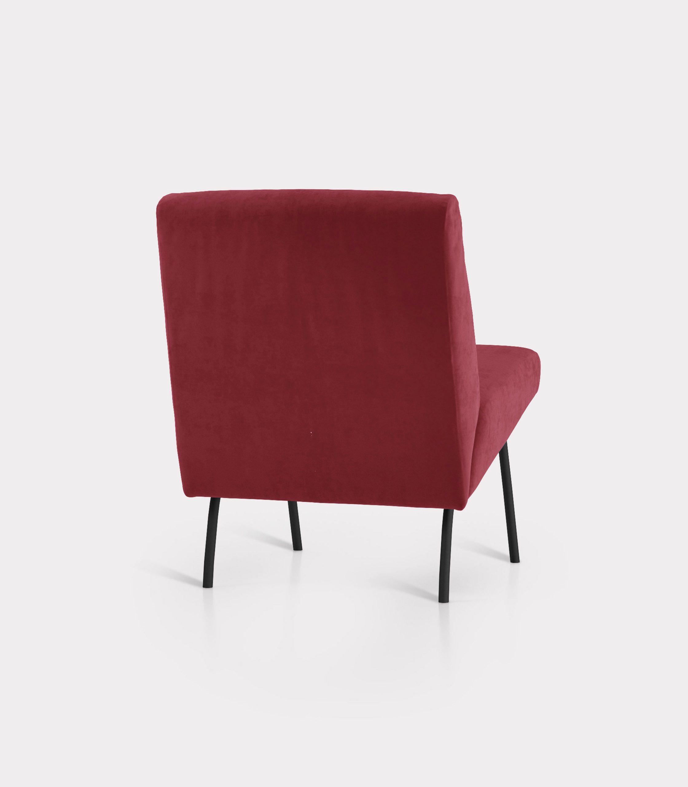 Red armchair in velvet fabric loopo milan design R