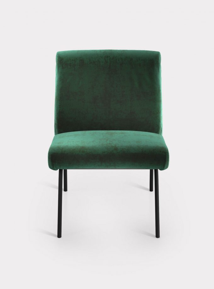 Green armchair in velvet fabric loopo milan design F