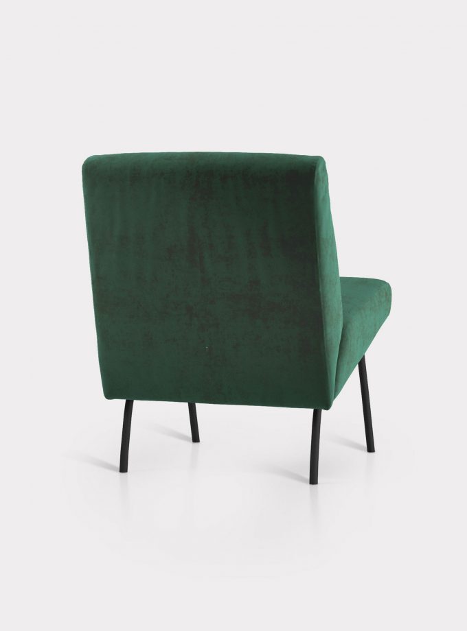 Green armchair in velvet fabric