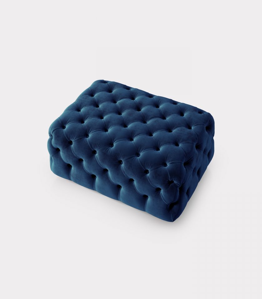 Pouf capitonne velluto blu loopo milan design A