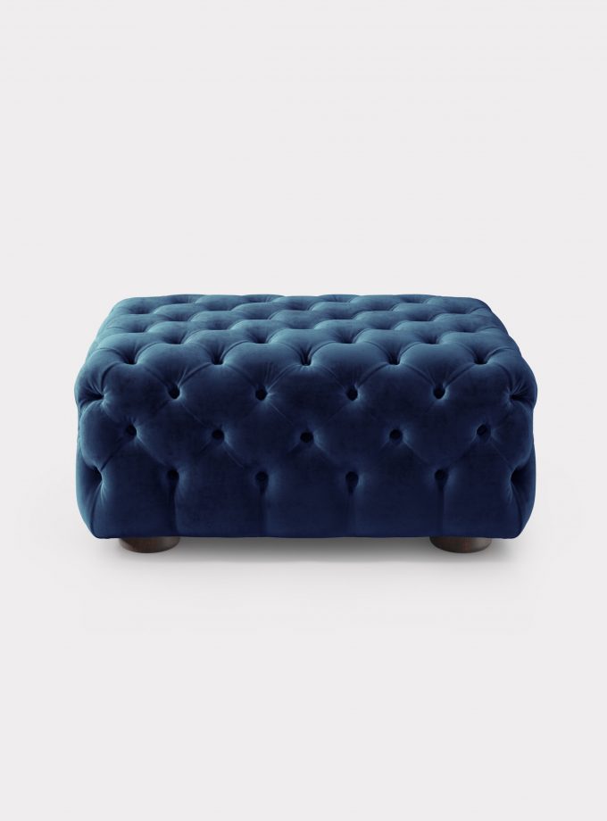 Blu velvet Pouf capitonné loopo milan design A