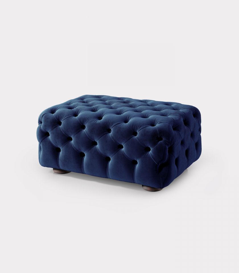 Blu velvet Pouf capitonné loopo milan design A