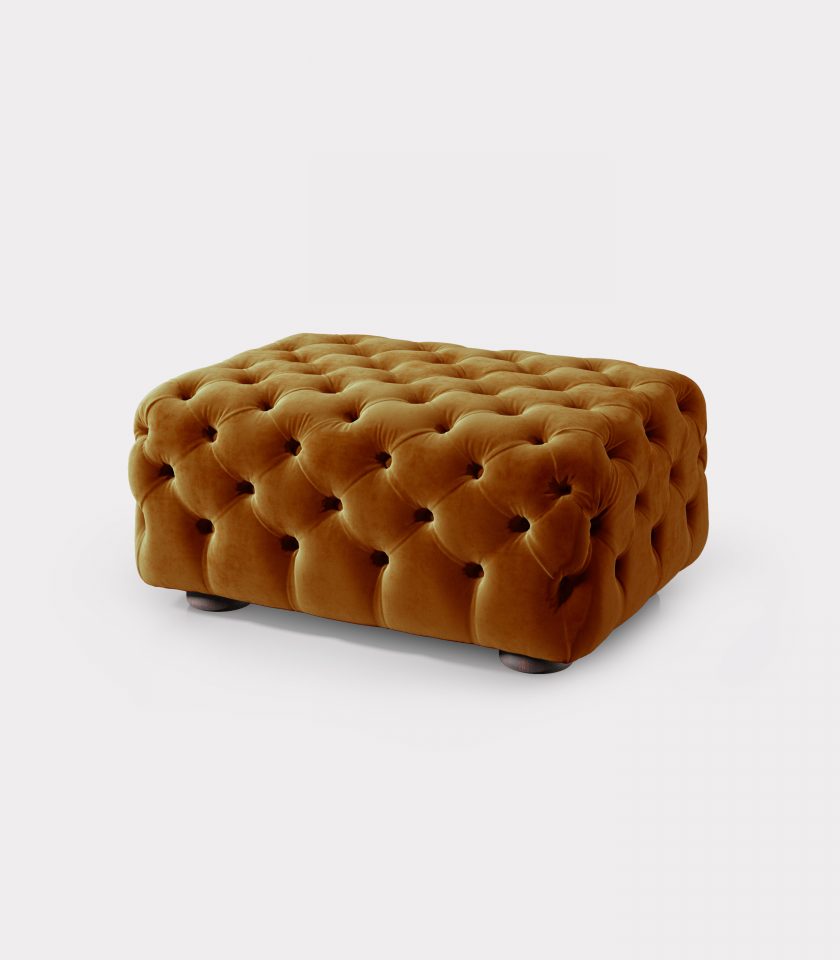 Mustard velvet Pouf capitonné loopo milan design A