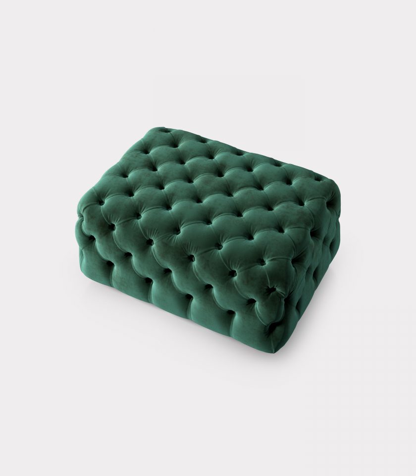 Pouf capitonne velluto verde loopo milan design A