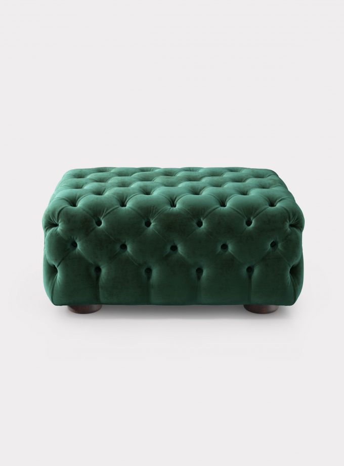 Green velvet pouf capitonné loopo milan design A