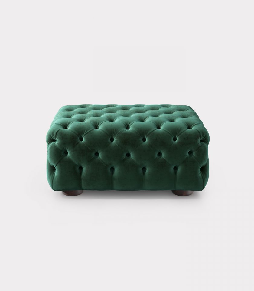 Green velvet pouf capitonné loopo milan design A