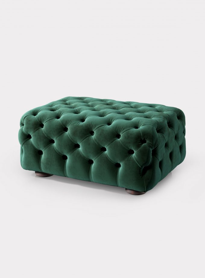 Green velvet pouf capitonné