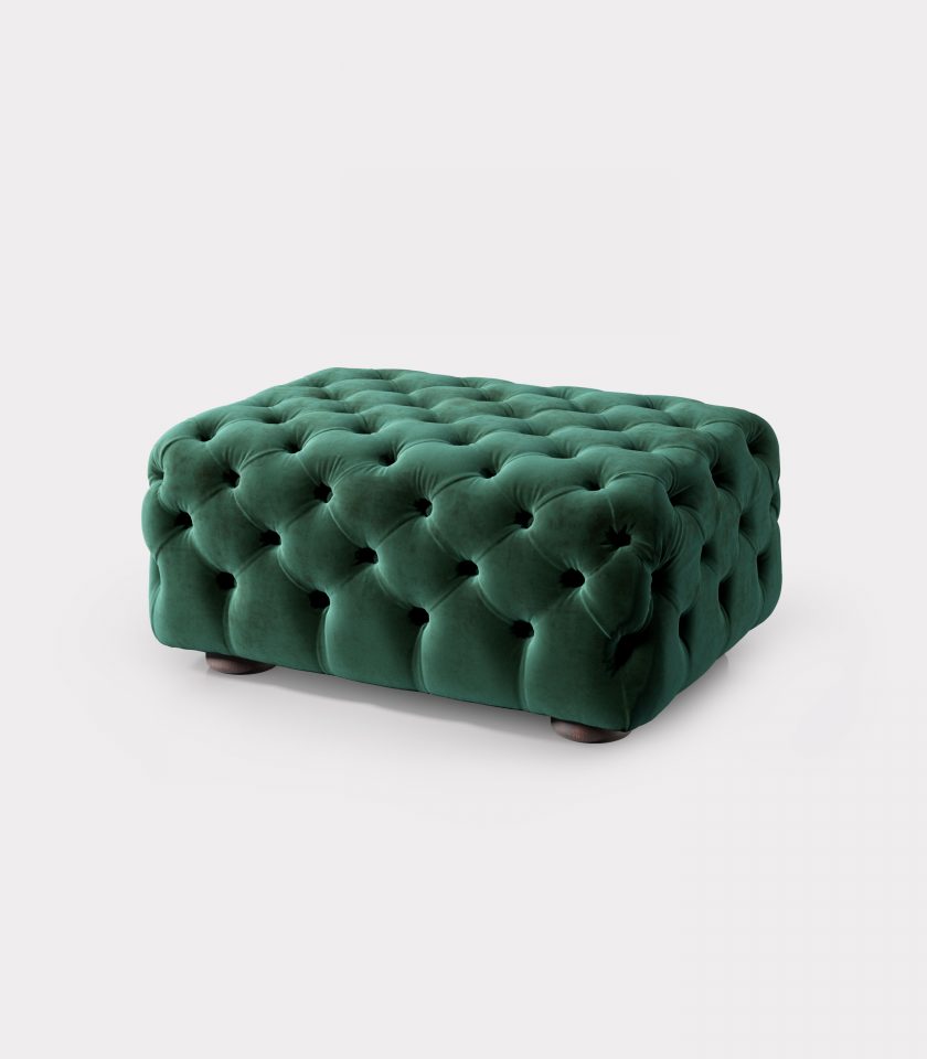 Green velvet pouf capitonné loopo milan design A